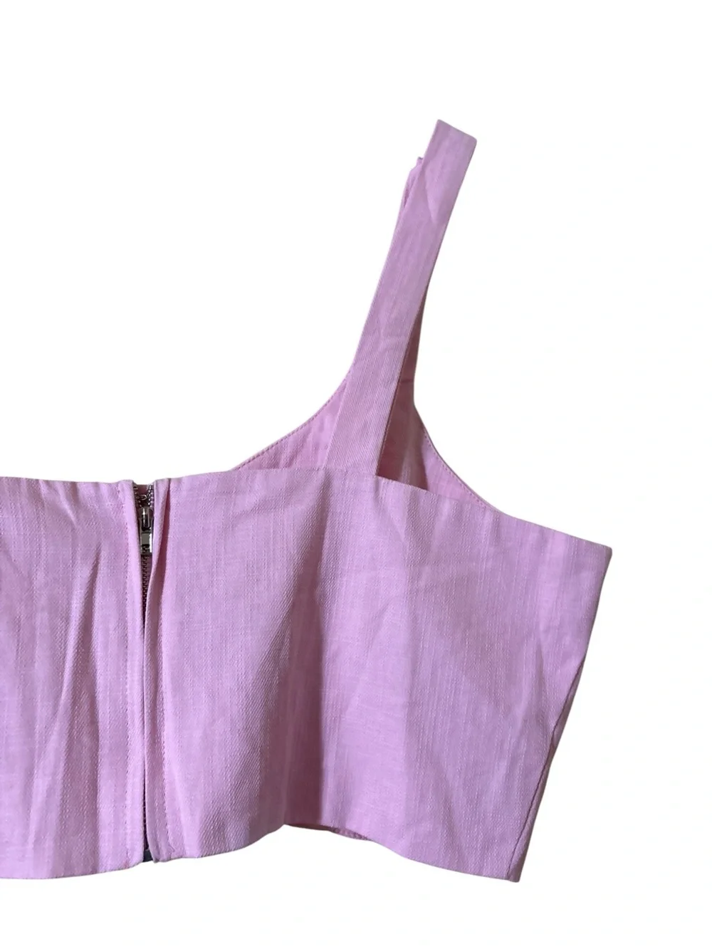Showpo. Kiky Light Pink Fitted Cropped Tank Bralette Zips US 10 NWT TOP ONLY